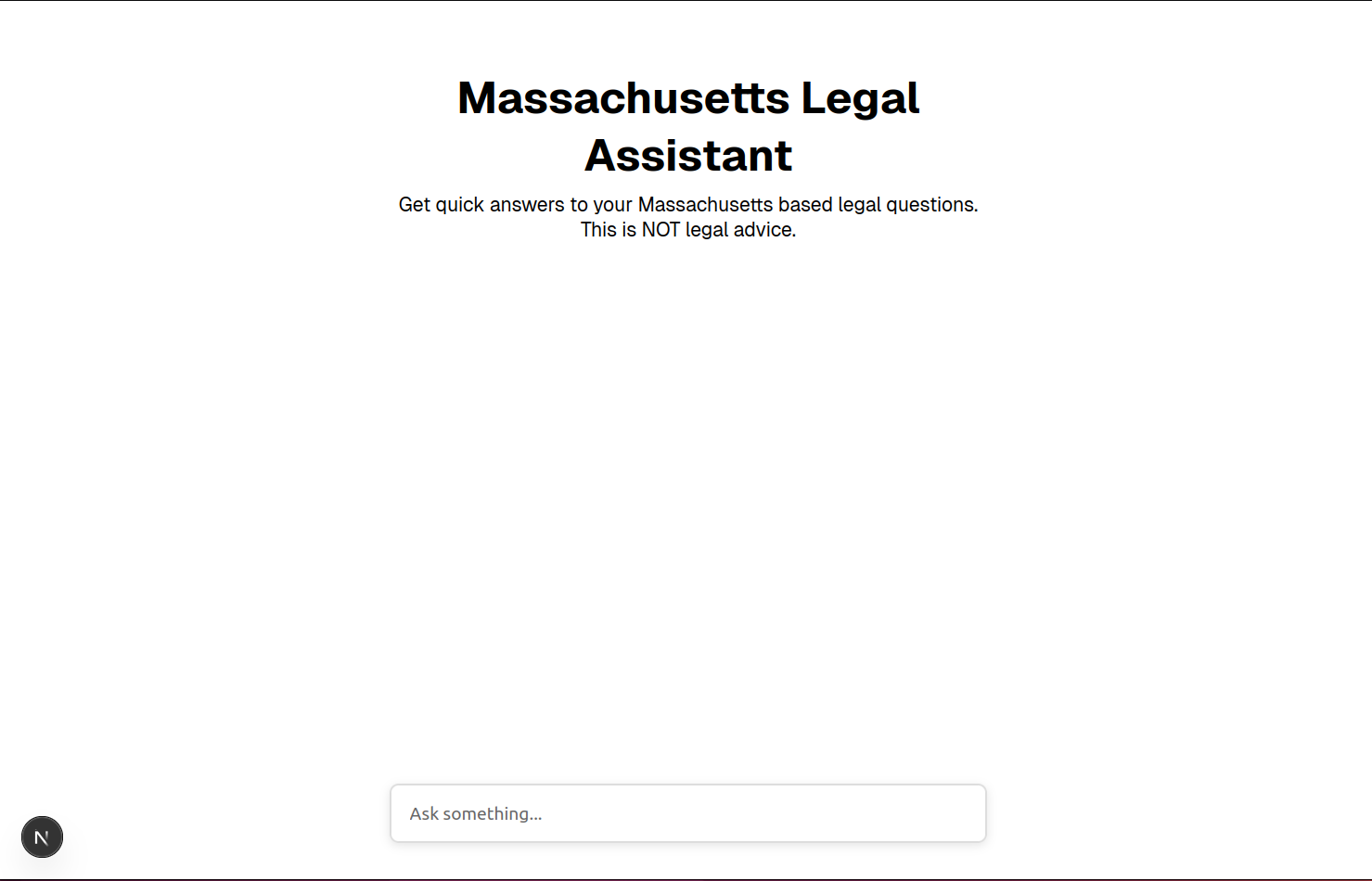 Screenshot of Massachusetts AI Legal Helper
